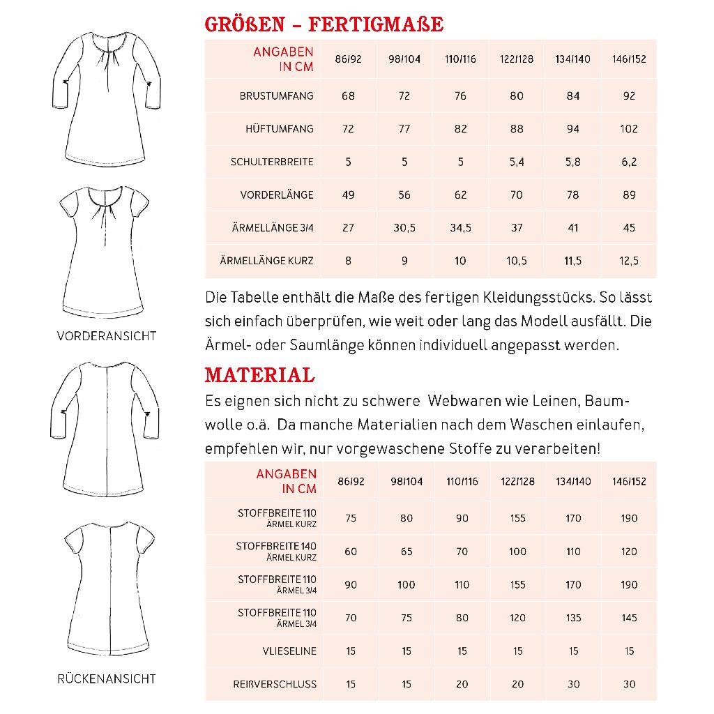 Papierschnittmuster Kleid Ameland Gr. 86-152